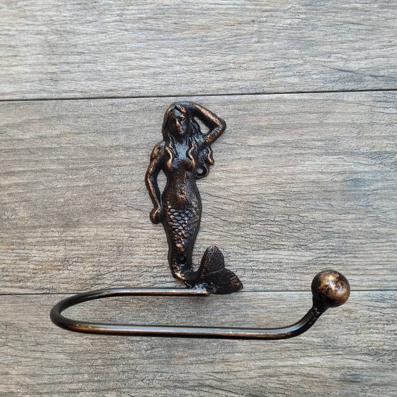 Handmade Bath Iron Mermaid Bathroom Toilet Paper Holder Original